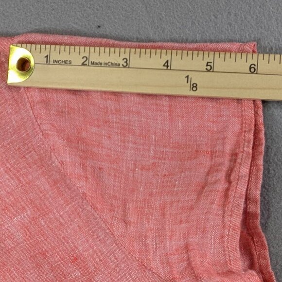 Cynthia Rowley Pullover Top Womens Medium 100% Linen Pink Red Short Sleeve Light - Picture 7 of 10